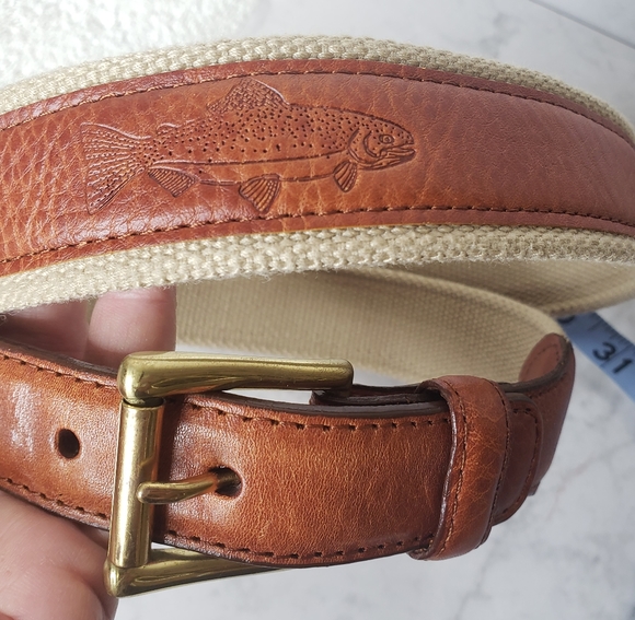 L.L. Bean Other - L.L. Bean  mens brown leather fish stamped belt